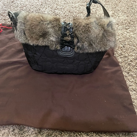 Authentic Coach Purse With Rabbit Fur - Picture 3 of 12